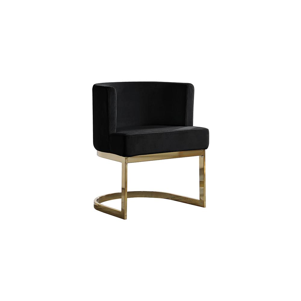 Black Velvet Side Chair with Gold, Chrome Base - Single. Picture 1