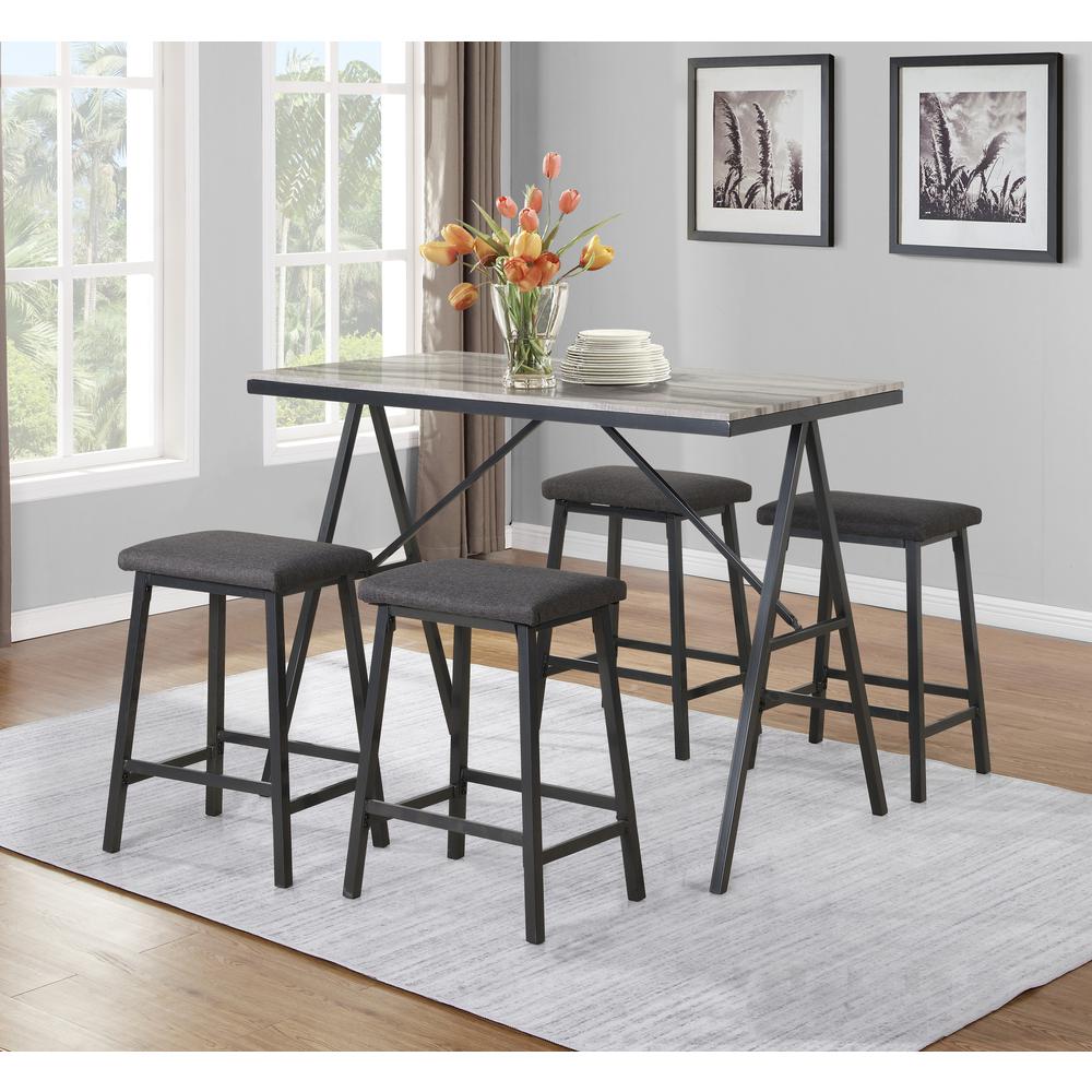 Classic 5 piece Faux Marble Dining Set with Stools. Picture 2