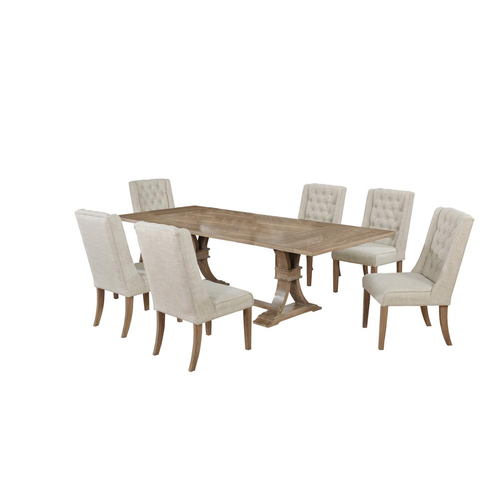 7 Piece Dining Set Extendable w/two 16"Side Leaves Extension & 6 Chairs. Picture 1