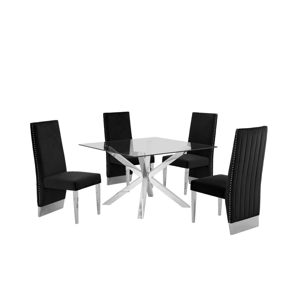 5 Piece Dining Set w/ Stainsteel Table 709. Picture 1