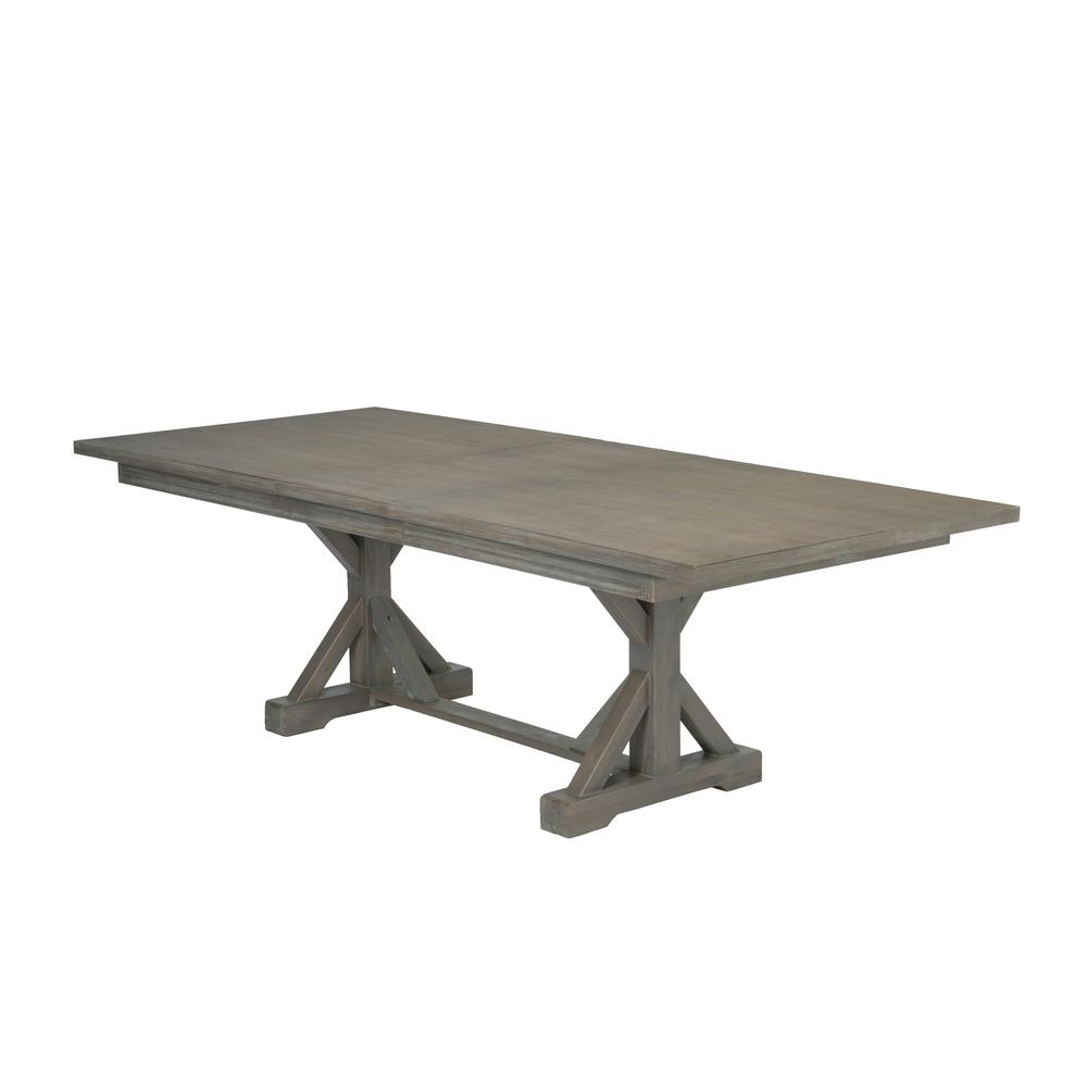 78"-96" Extension Dining Table w/Center 18-Inch Leaf, Rustic Grey Color. Picture 1