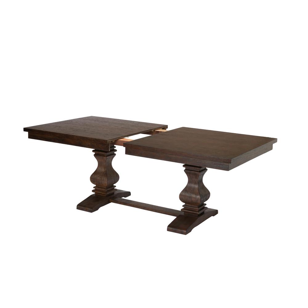 78"-96" Extension Dining Table w/Center 18-Inch Leaf, Walnut Color. Picture 4