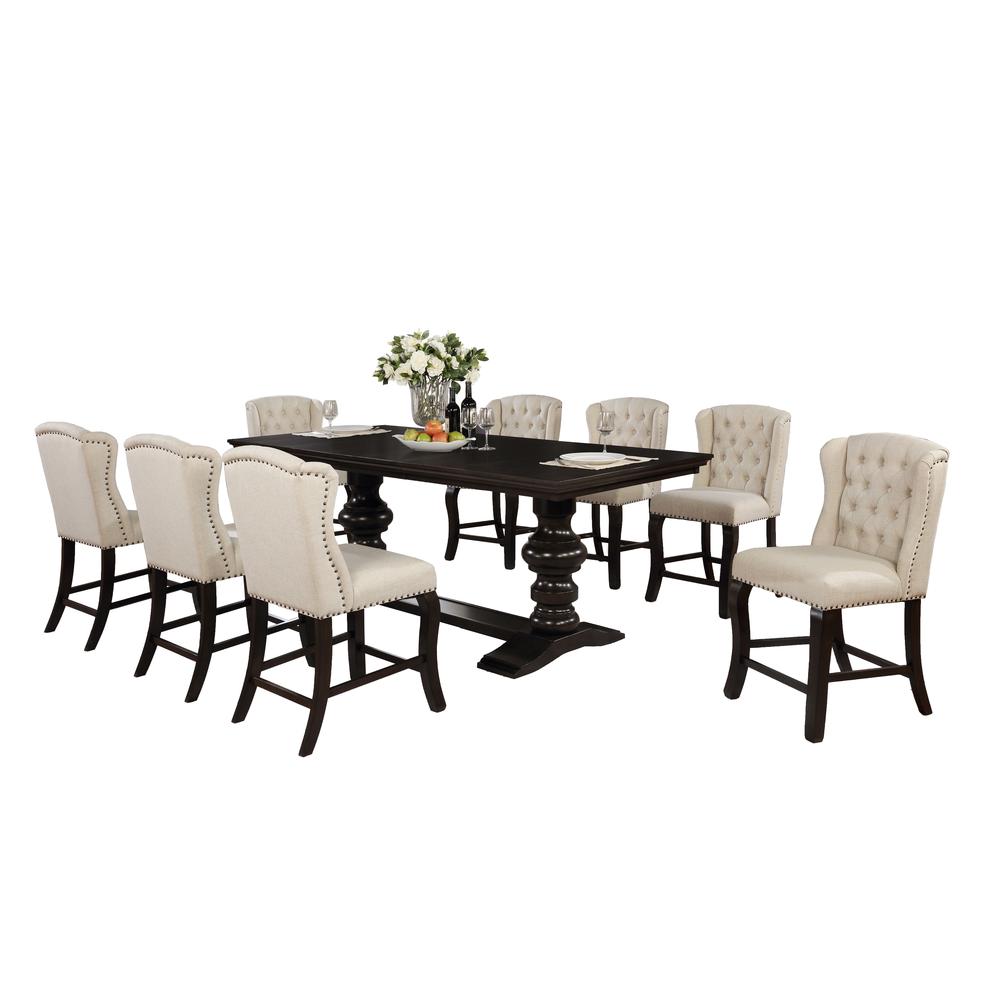 Classic 9pc Dining Set with Extendable Counter Height Dining Table. Picture 2