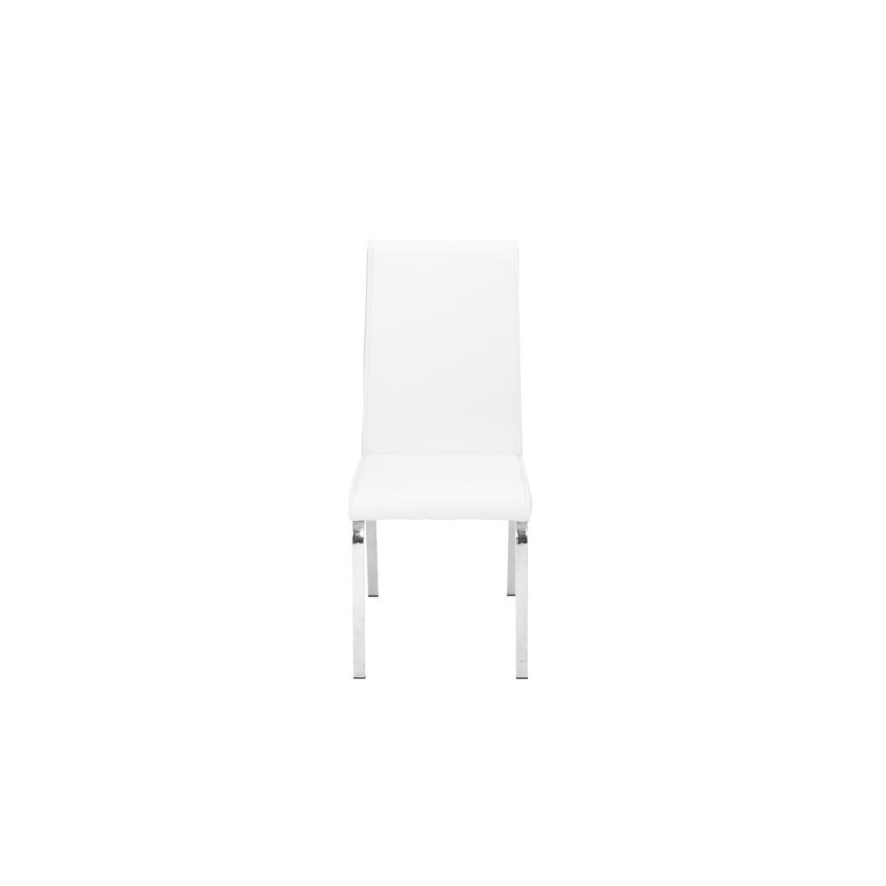 Faux Leather Dining Side Chairs, Chrome Legs (Set of 2) - White. Picture 2