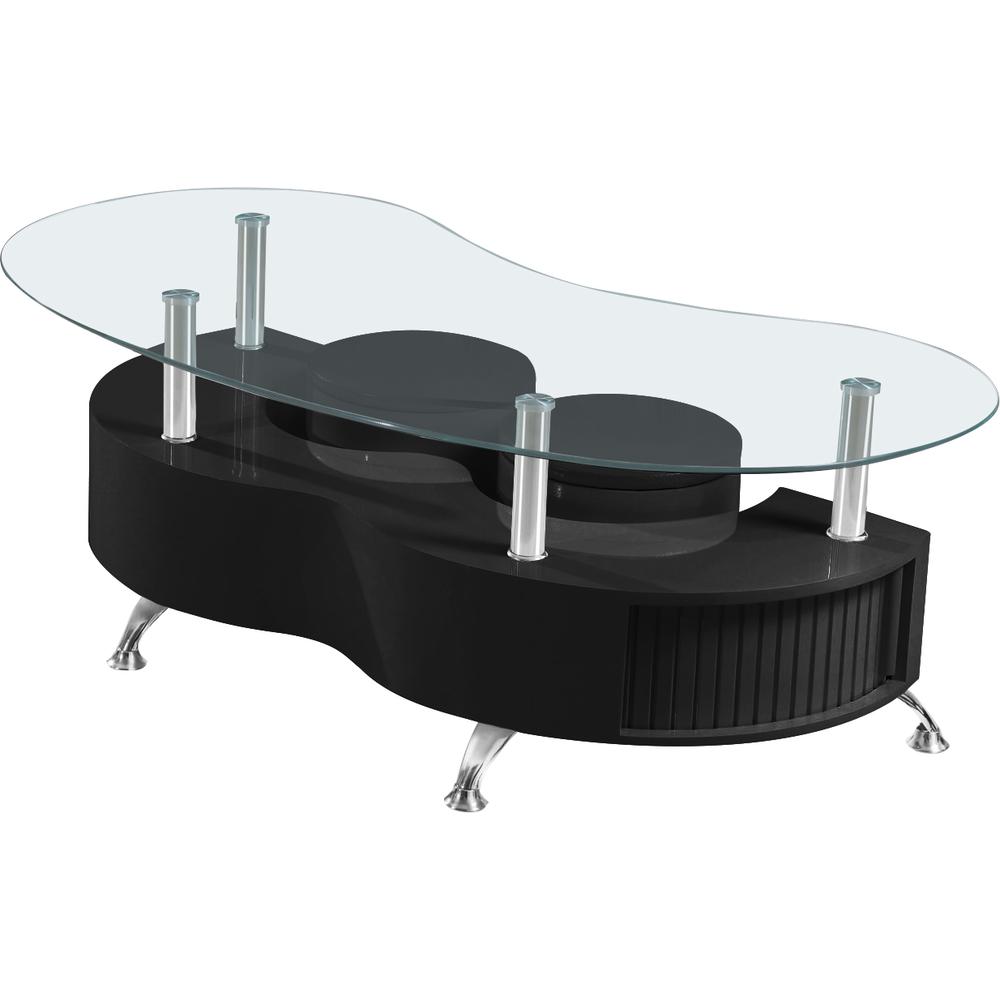 High Gloss Lacquer Coffee Table with Glass Top, 2 Stools and Inside Sotrage. Picture 2