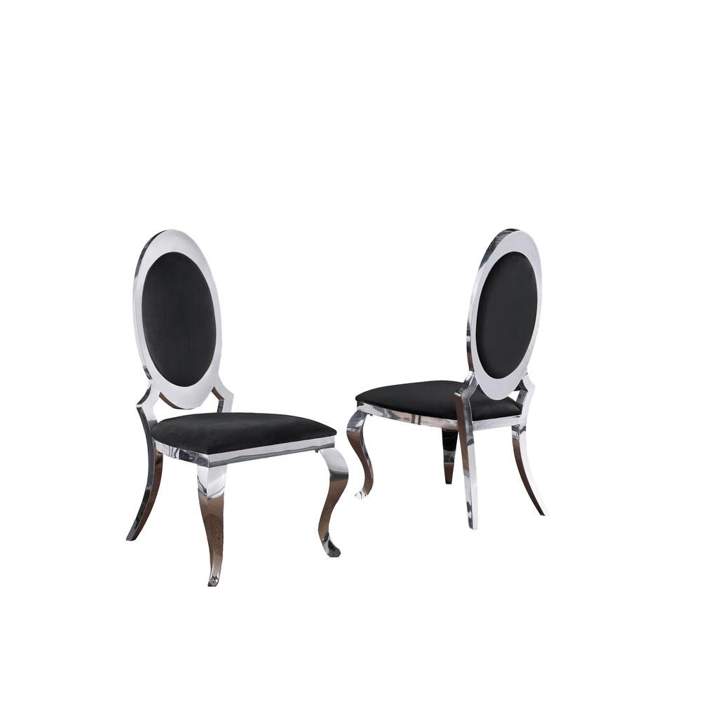 Velvet Uph. Dining Chair, Stainless Steel Frame (Set of 2) - Black. Picture 1