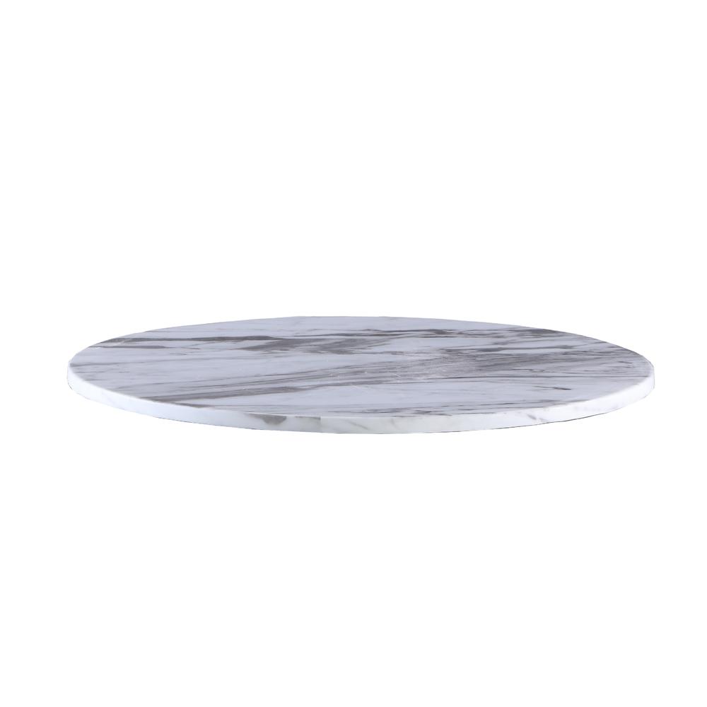 White Marble Lazy-Susan Dining Set Tufted Faux Crystal Chairs in Dark Grey Velvet. Picture 2