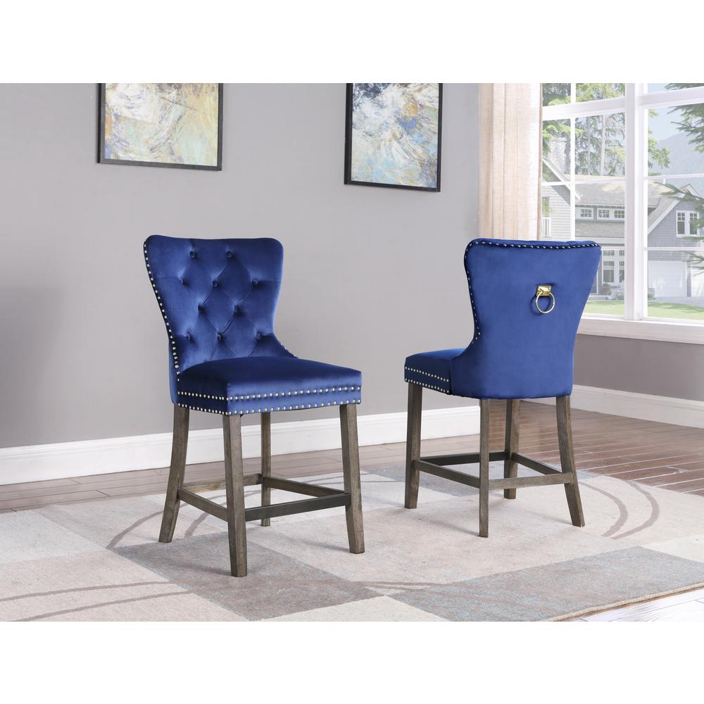 Upholstered Cpunter Height Chair set of 2, in Black Velvet. Picture 2