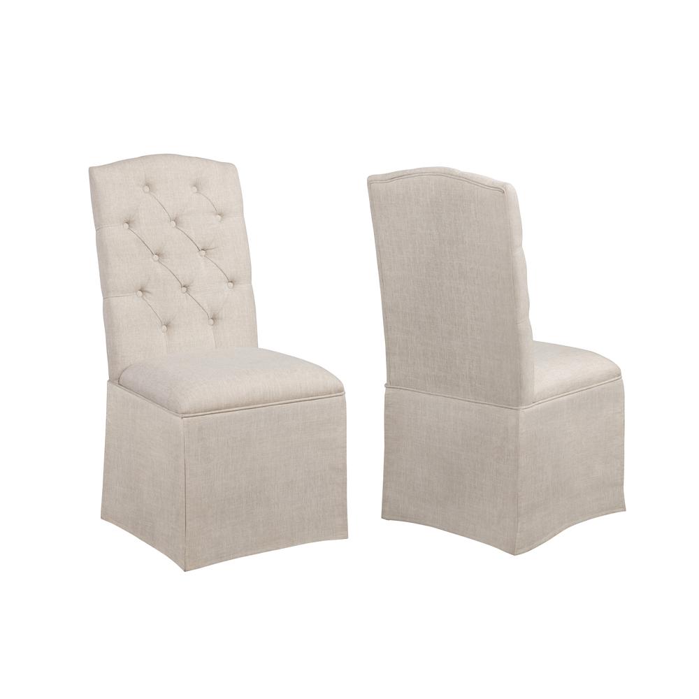 Tufted Skirted Dining Chair (Set of 2) - Beige, 2 Colors to Choose. Picture 1