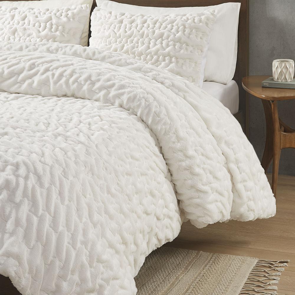 Ruched Fur Down Alternative Comforter Set. Picture 2