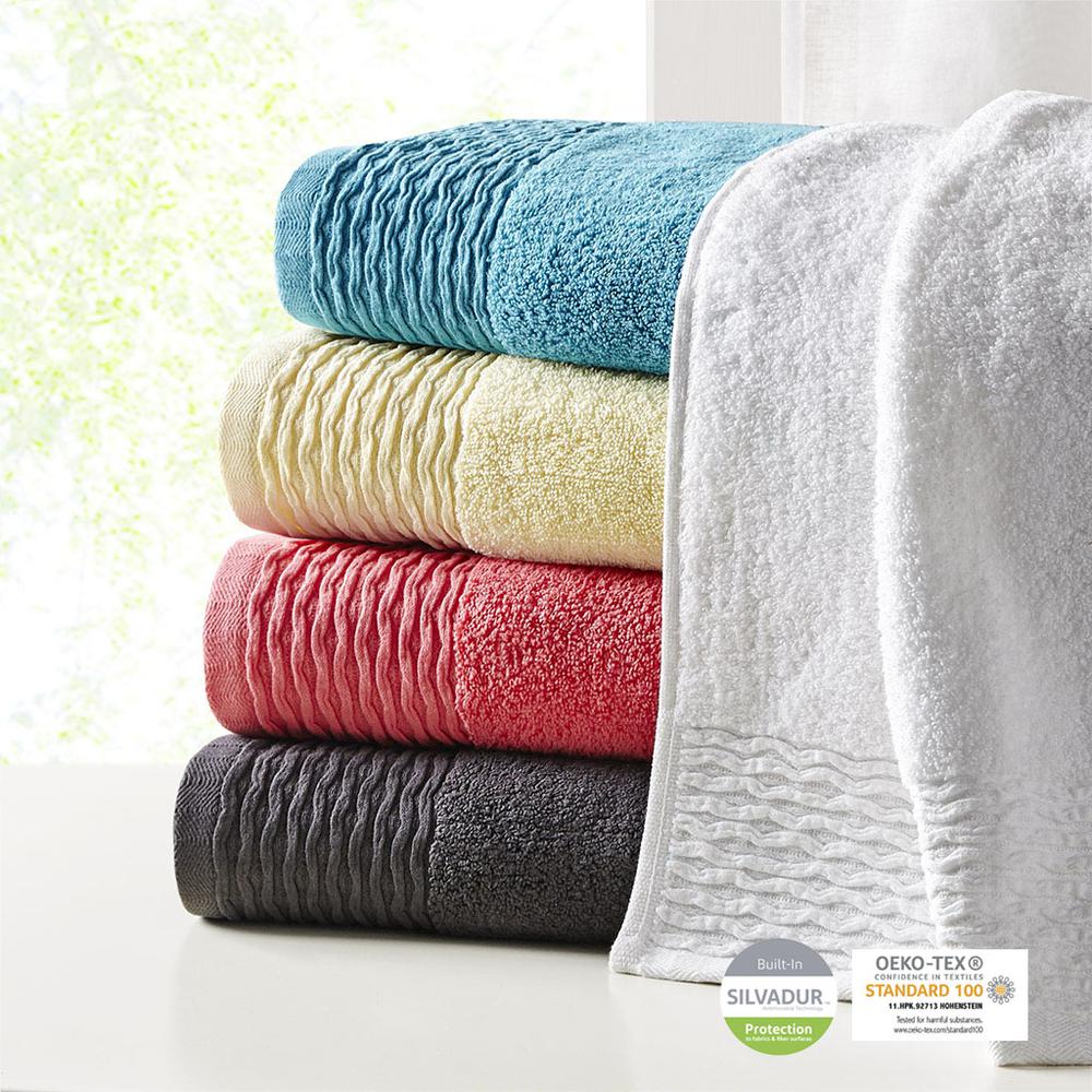Jacquard Wavy Border Zero Twist Antimicrobial Cotton Towel Set. Picture 2