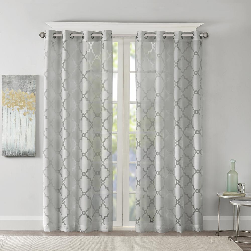 Fretwork Burnout Sheer Curtain Panel. Picture 3