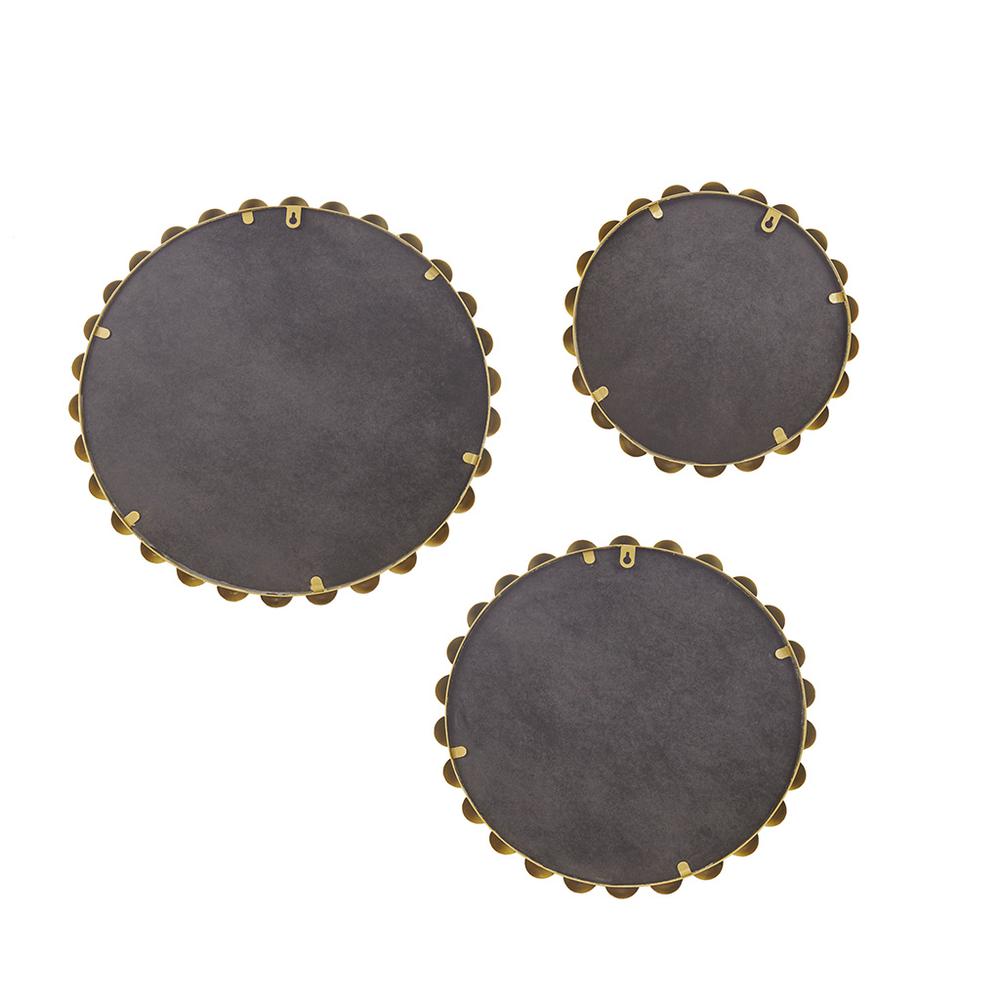 Gold Beaded Round Wall Mirror 3-piece set. Picture 3