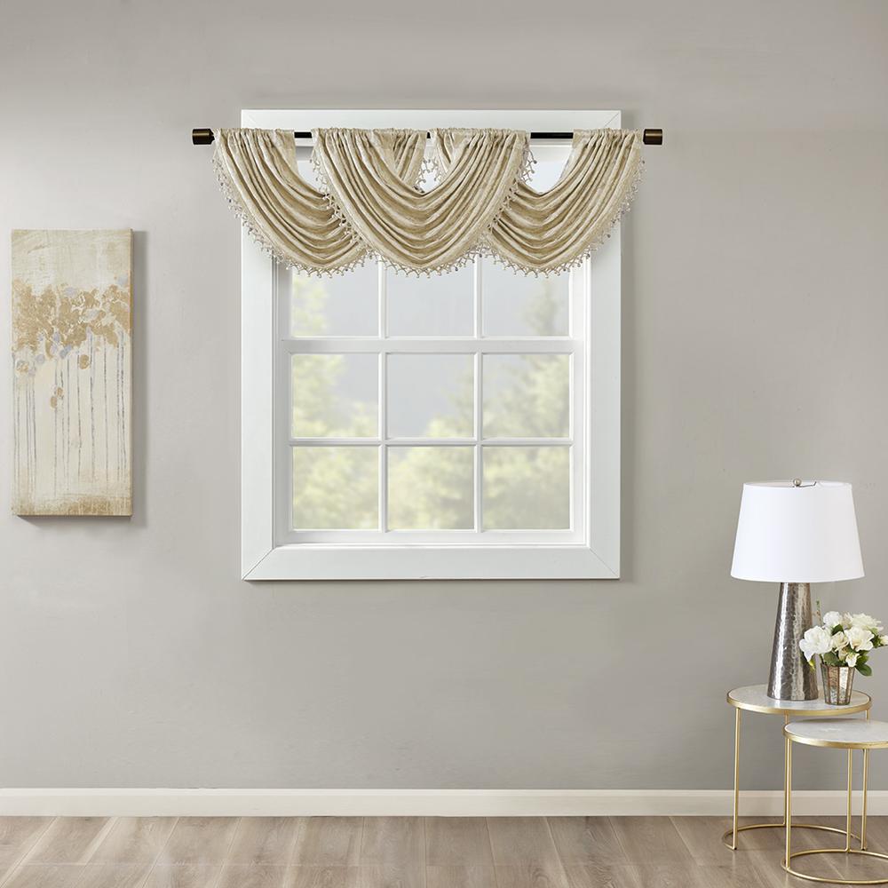 100% Polyester Microfiber Jacquard Lined Window Valance. Picture 1