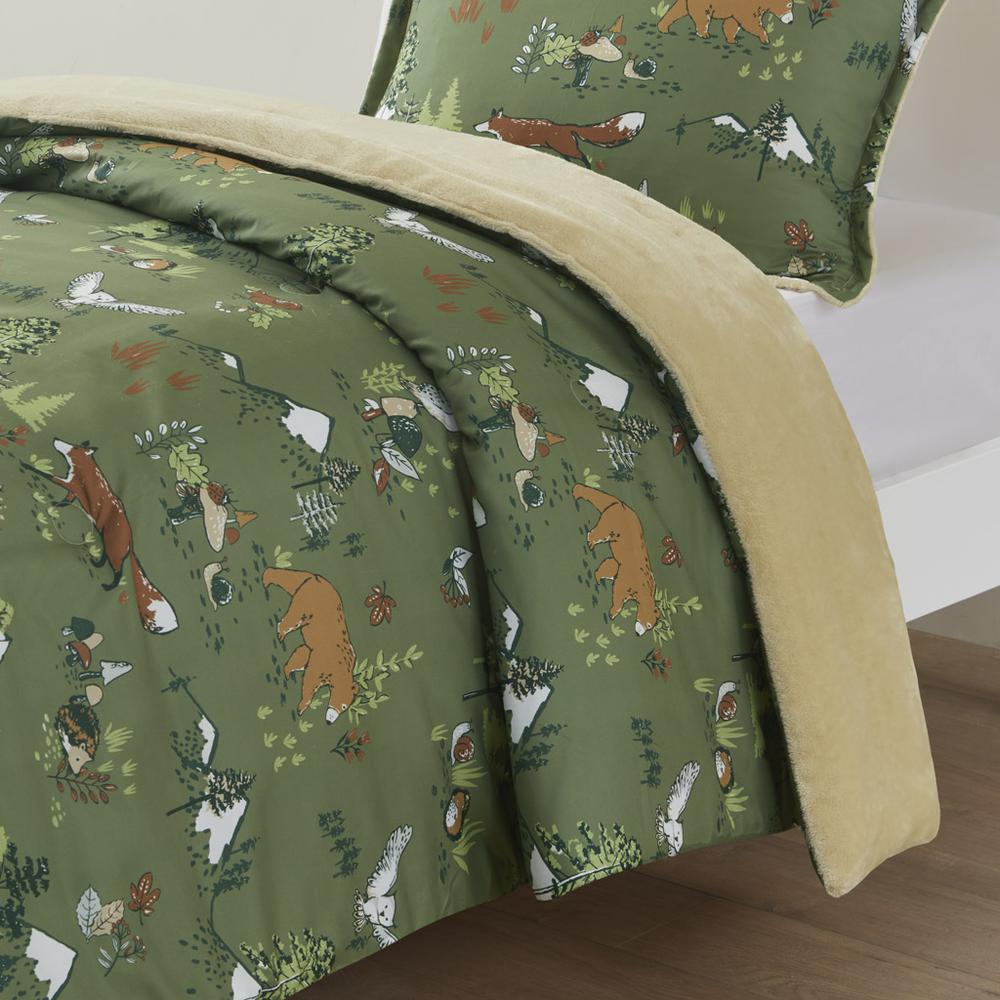 Forest Animals Plush Reversible Comforter Set. Picture 3