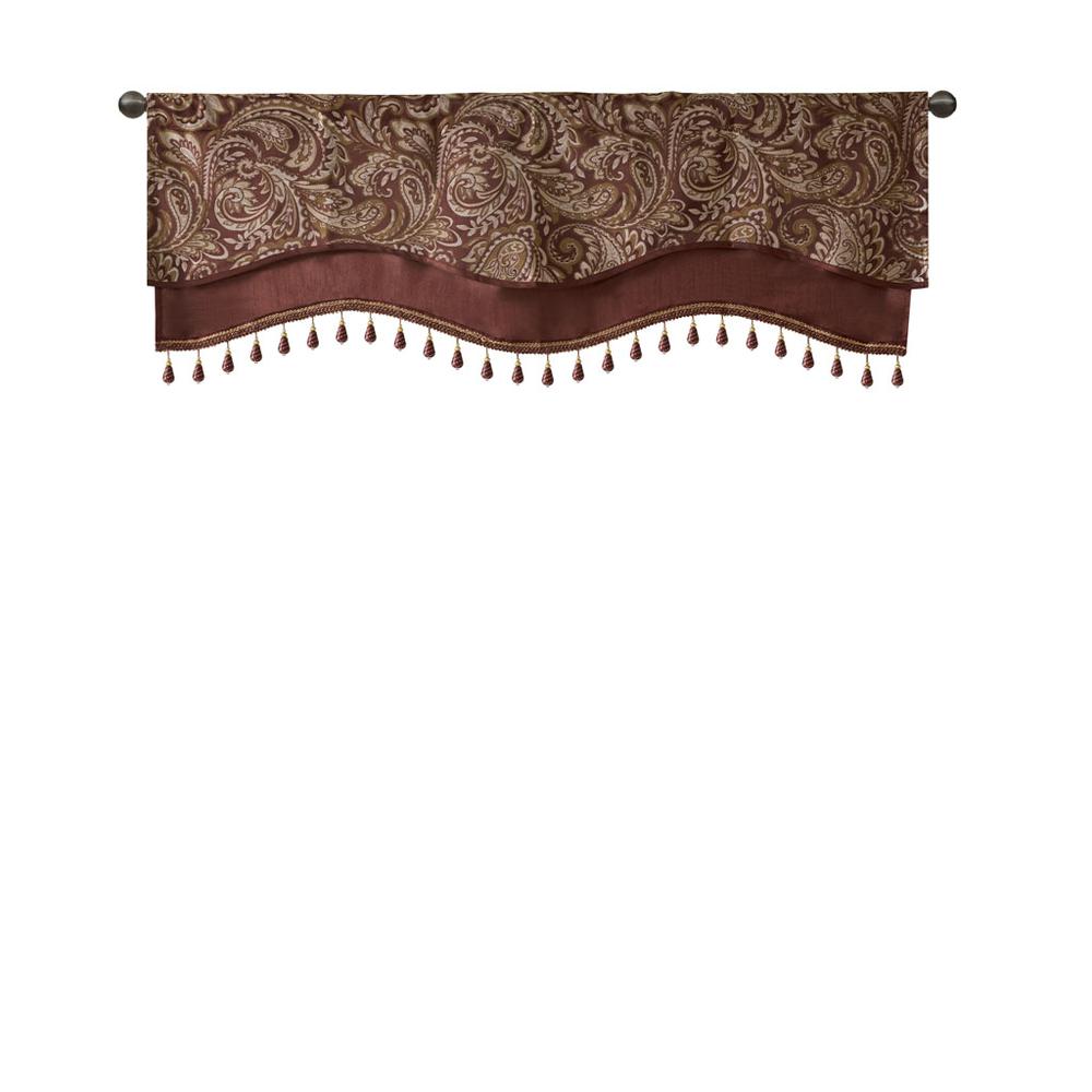 Jacquard Window Rod Pocket Valance With Beads. Picture 1