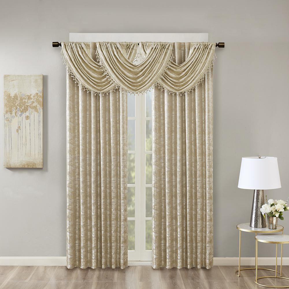 Jacquard Lined Total Blackout Rod Pocket/Back Tab Curtain Panel. Picture 3