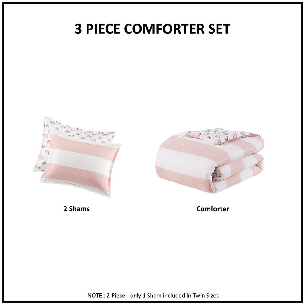Cotton Cabana Stripe Reversible Comforter Set with Rainbow Reverse. Picture 4