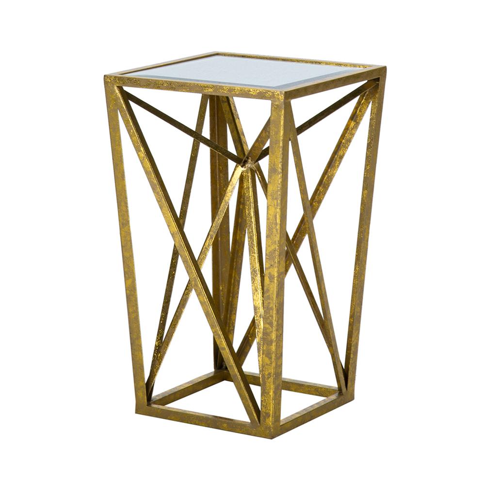 Gold Angular Mirror Accent Table/MDF. Picture 1