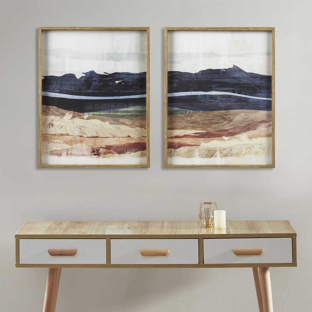 Abstract Landscape Diptych 2-Piece Framed Glass Wall Art Set. Picture 2