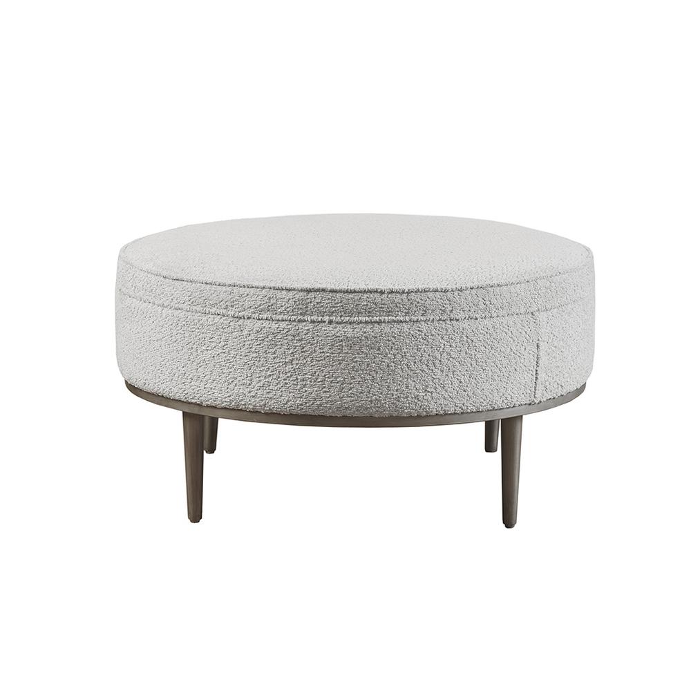 Upholstered Round Cocktail Ottoman with Metal Base 34" Dia. Picture 1