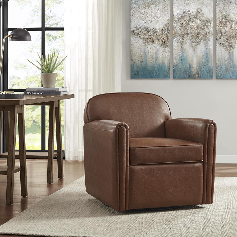 Faux Leather 360 Degree Swivel Arm Chair. Picture 3