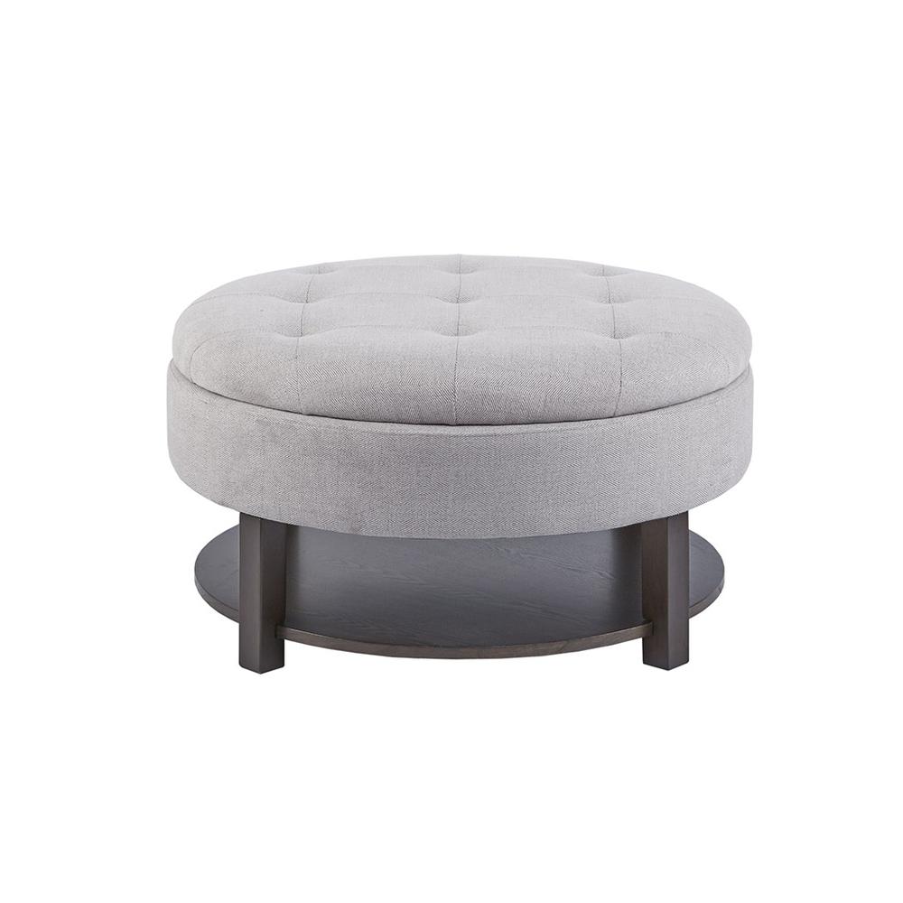 Round Storage Ottoman with Tufted Top, Belen Kox. Picture 1