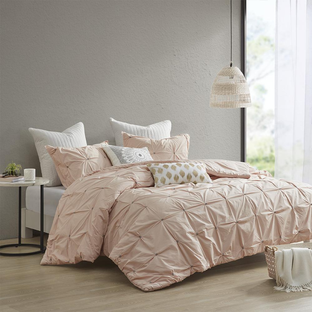 3 Piece Elastic Embroidered Cotton Comforter Set. Picture 4