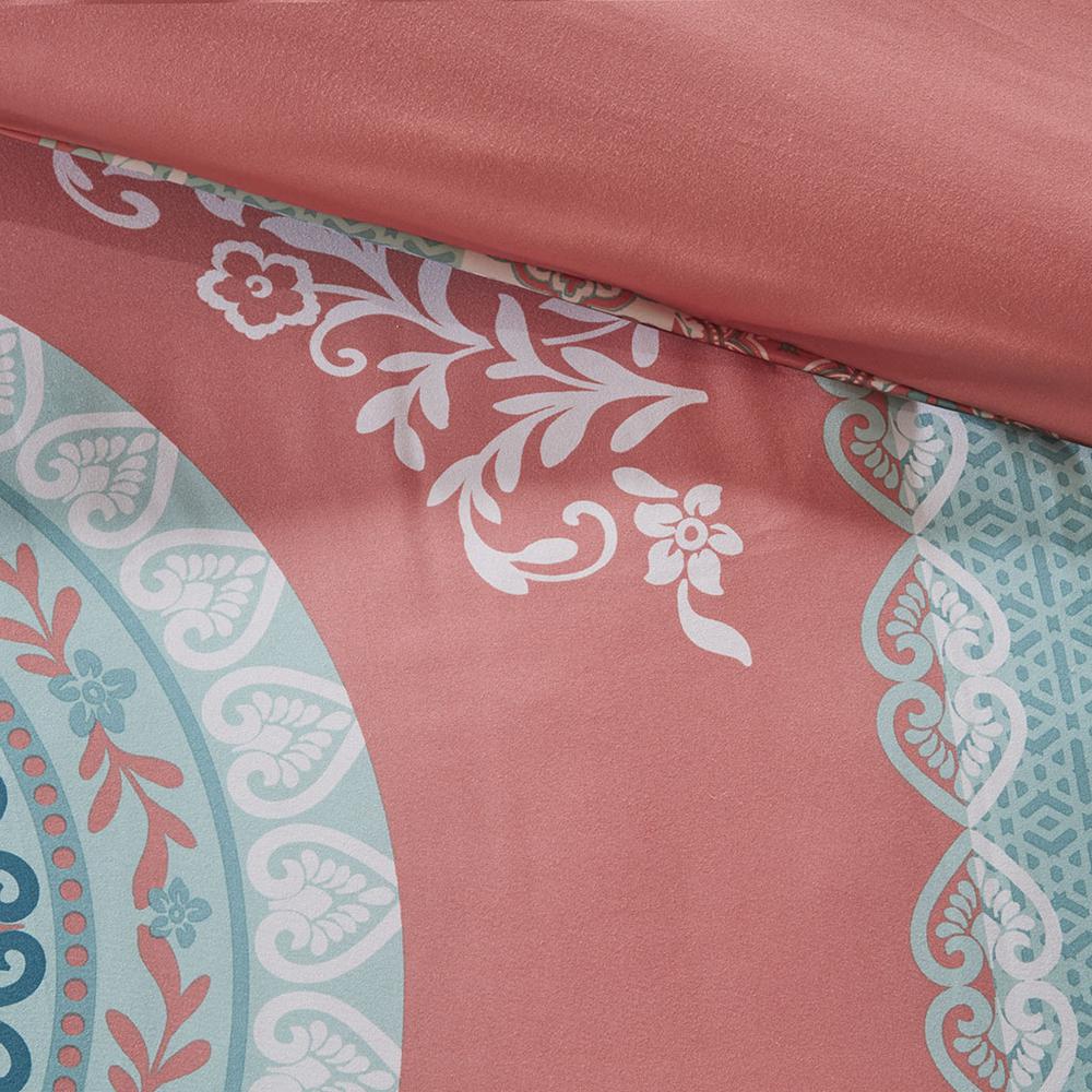 Boho Medallion Coral 9 Piece Complete Bed and Sheet Set, Belen Kox. Picture 2