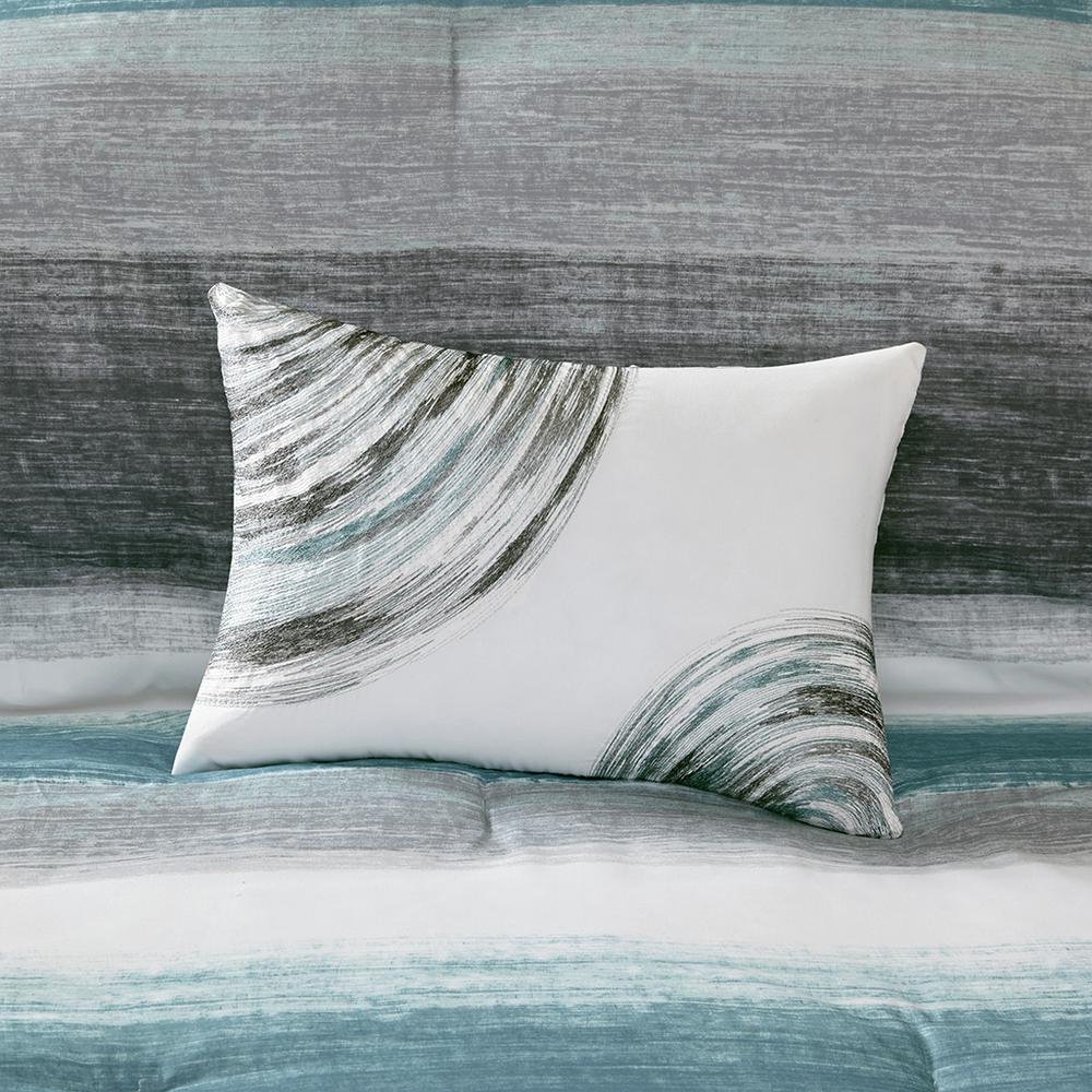 Aqua Watercolor Stripe Complete Bed and Sheet Set, Belen Kox. Picture 1