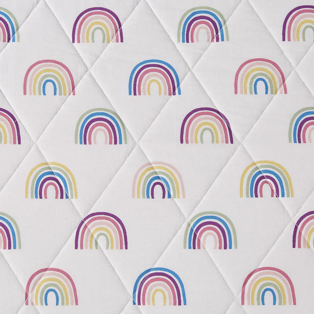 Cotton Cabana Stripe Reversible Quilt Set with Rainbow Reverse. Picture 5