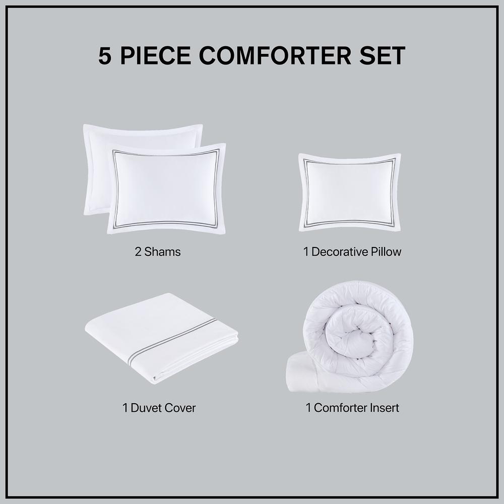 100% Cotton Sateen Embroidered Comforter Set. Picture 2