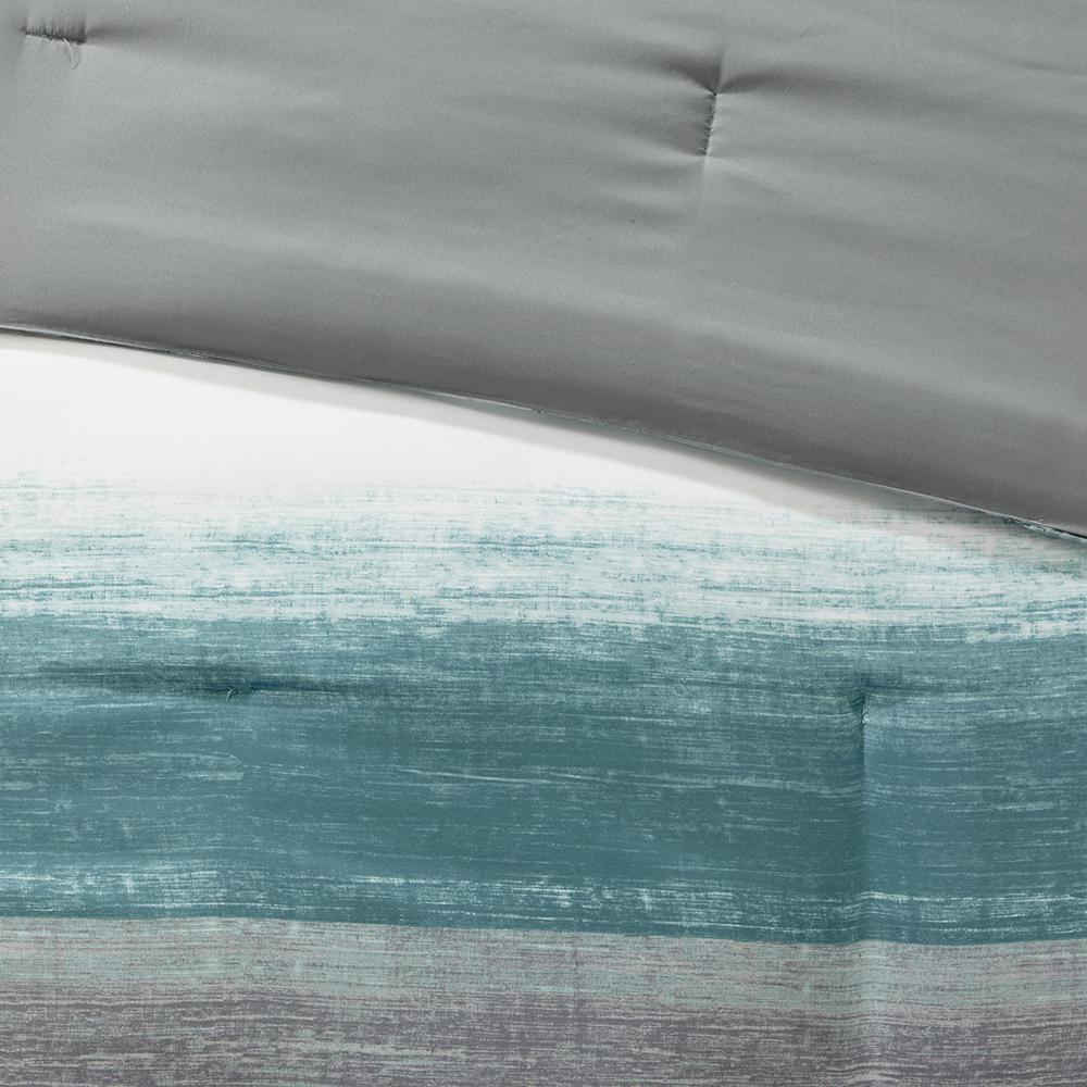 Aqua Watercolor Stripe Complete Bed and Sheet Set, Belen Kox. Picture 3