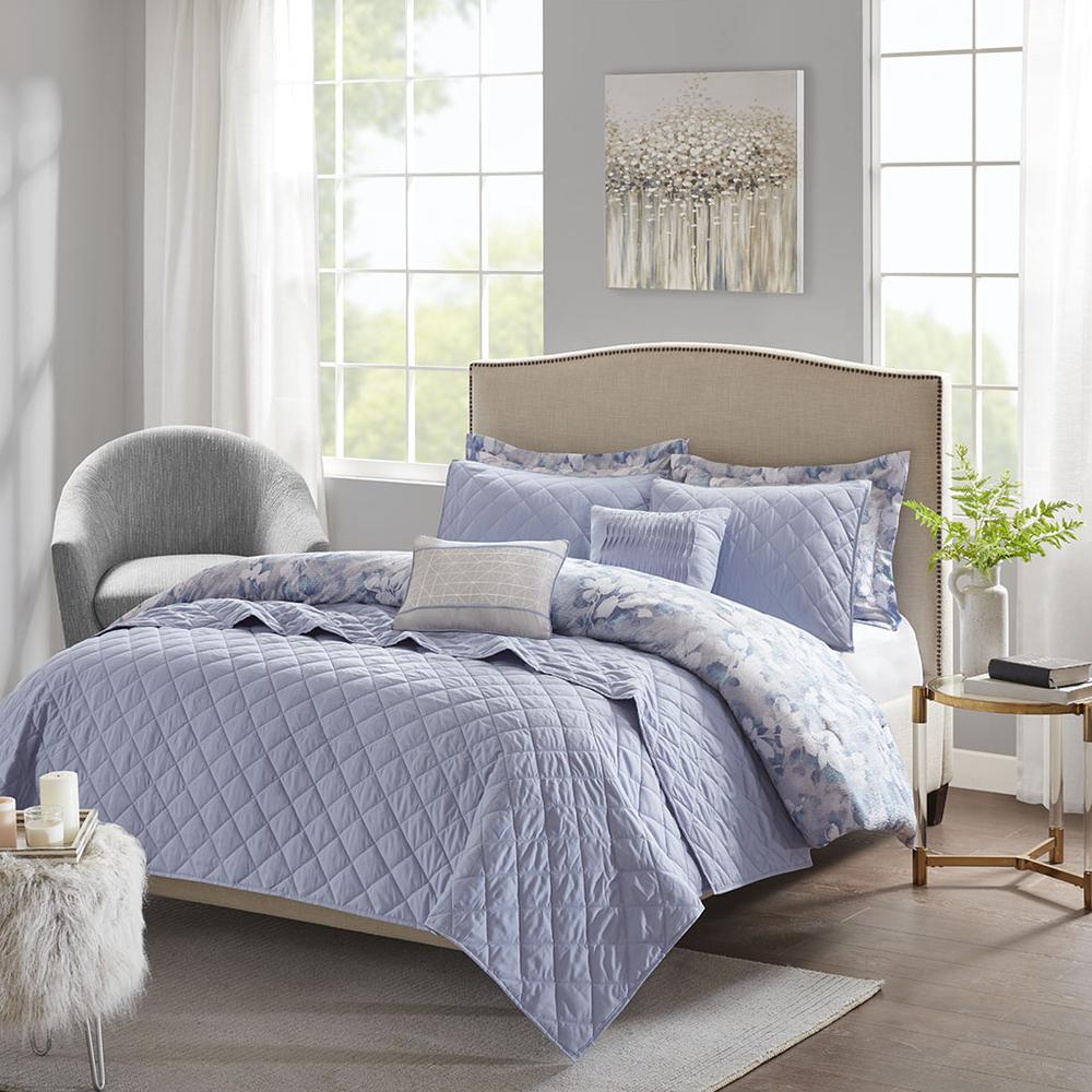 100% Polyester Microfiber 8pcs Printed Seersucker Comforter and Coverlet Set Collection,MP10-6157. Picture 4
