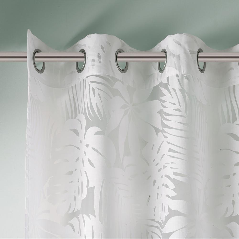 Palm Leaf Lightweight Burnout Window Sheer White. Picture 3