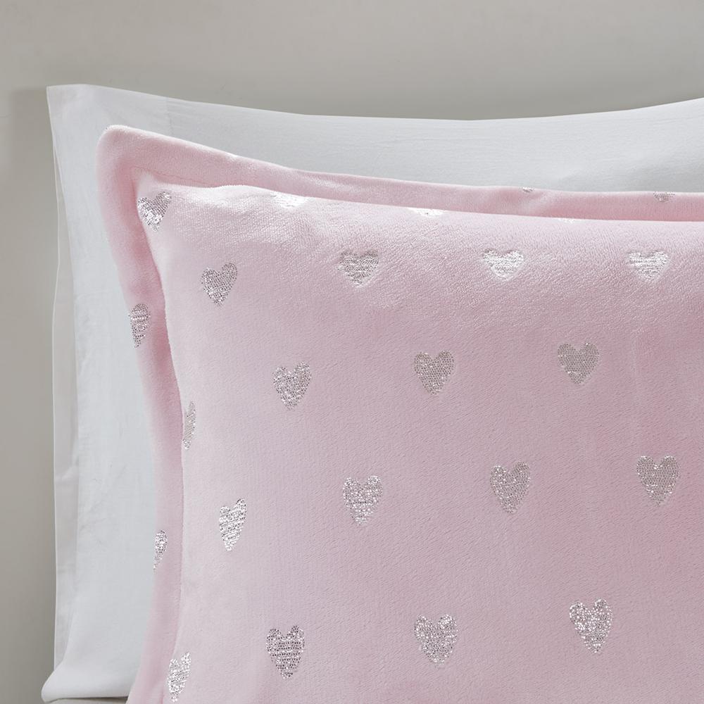 Rosalie Metallic Heart Printed Plush Comforter Set, Belen Kox. Picture 4