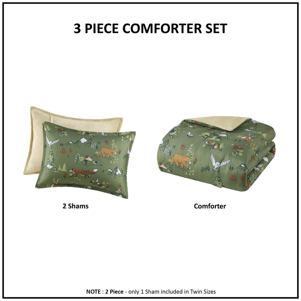 Forest Animals Plush Reversible Comforter Set. Picture 5