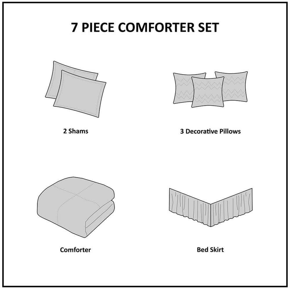 Quincy Leaf and Bird Print 7 Piece Comforter Set, Belen Kox. Picture 6