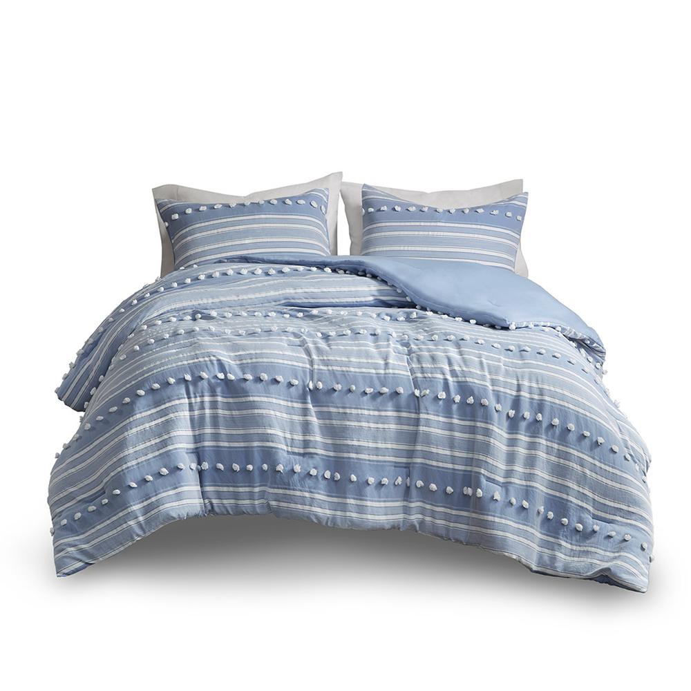 Striped Clipped Jacquard Comforter Set. Picture 1