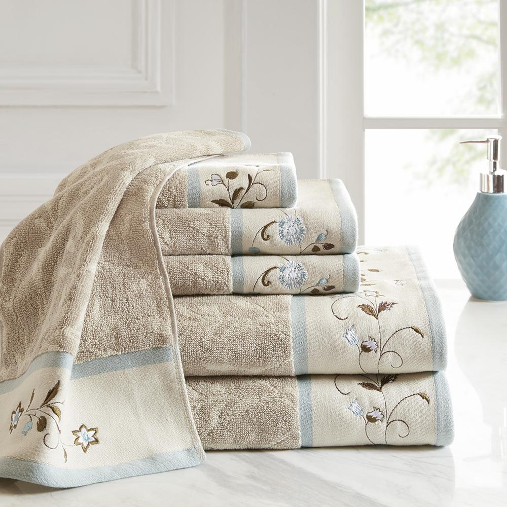 Serene Embroidered 6-Piece Cotton Towel Set, Belen Kox. Picture 1