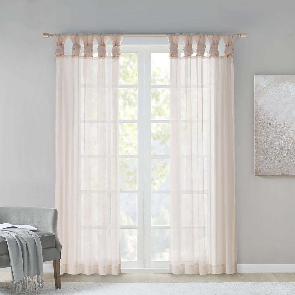 Twist Tab Voile Sheer Window Pair Blush 260. Picture 1