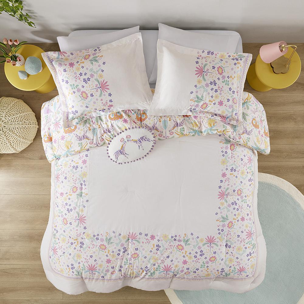 Floral Reversible Cotton Comforter Set with Throw Pillow. Picture 2