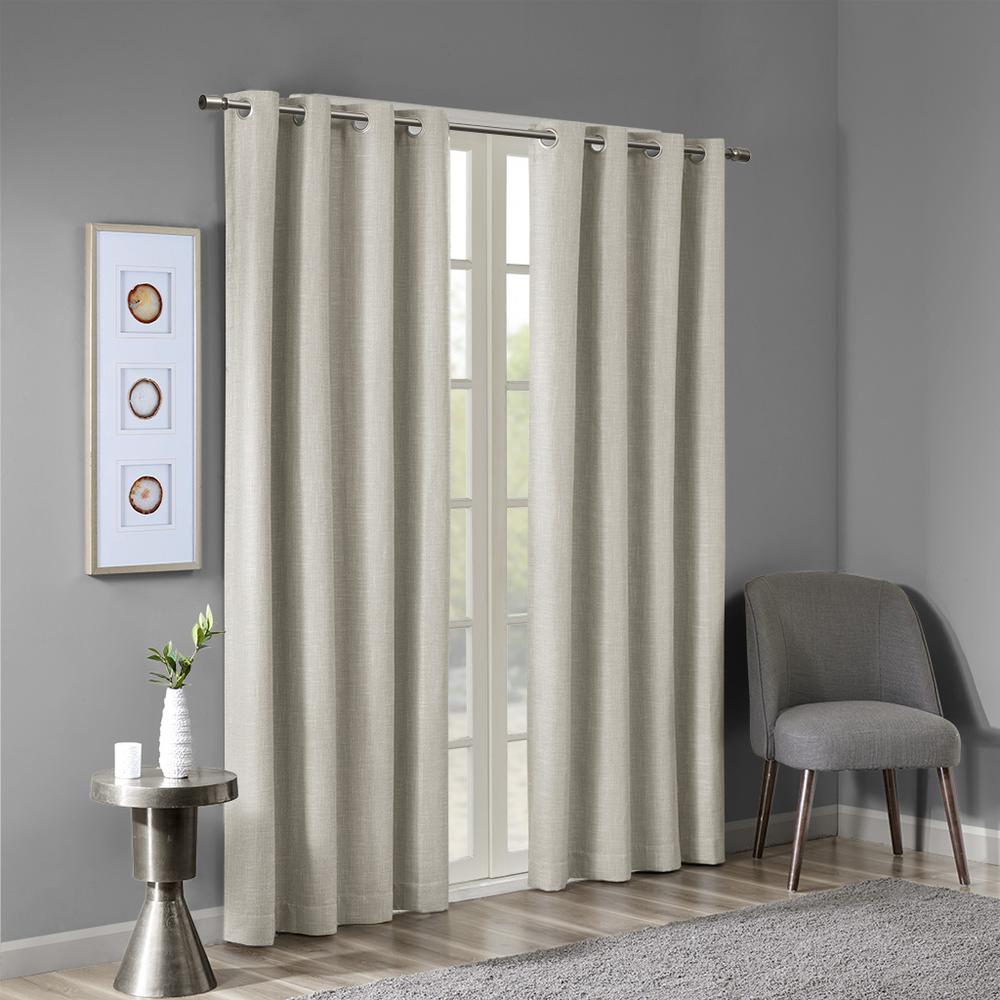 Printed Heathered Blackout Grommet Top Curtain Panel. Picture 4