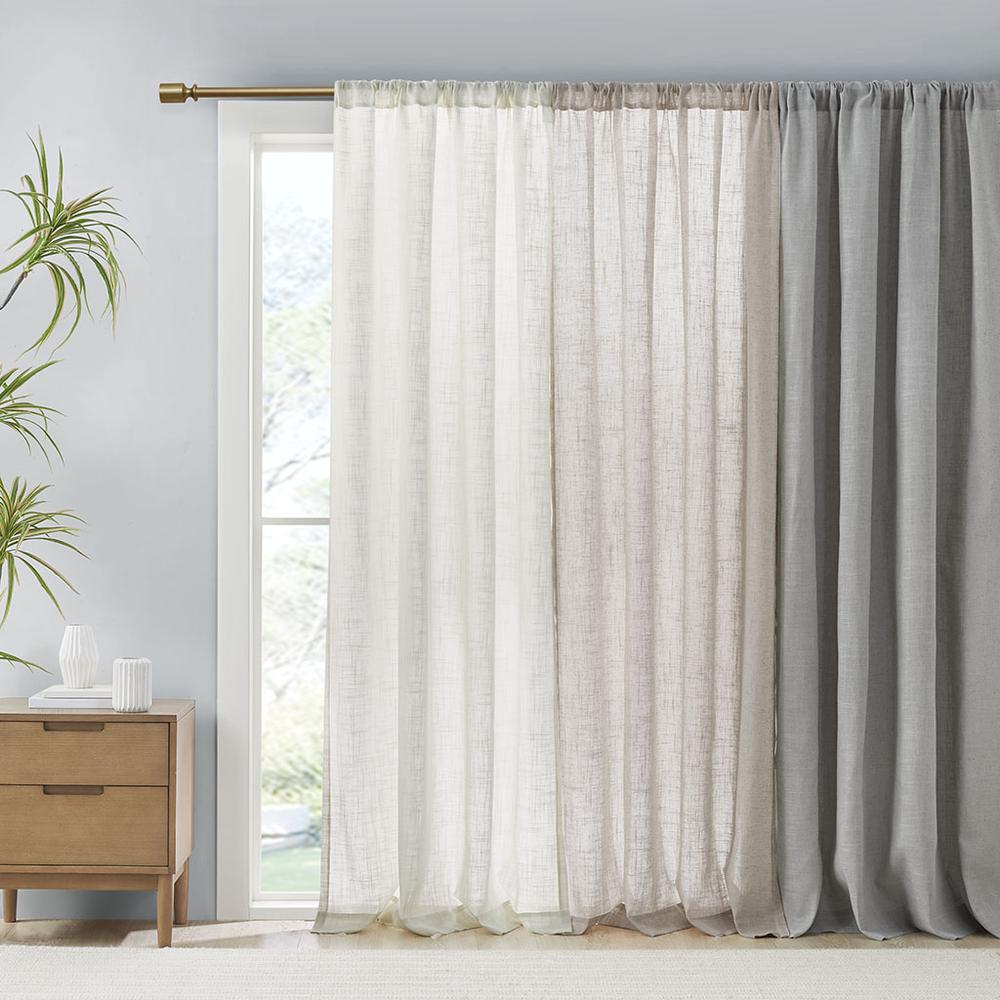Linen Blend Light Filtering Curtain Panel Pair. Picture 2