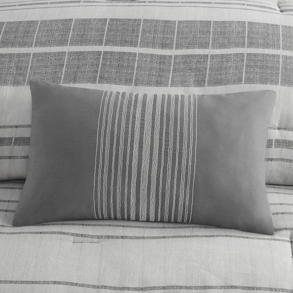 4 Piece Stripe Comforter Set with Throw Pillow. Picture 3