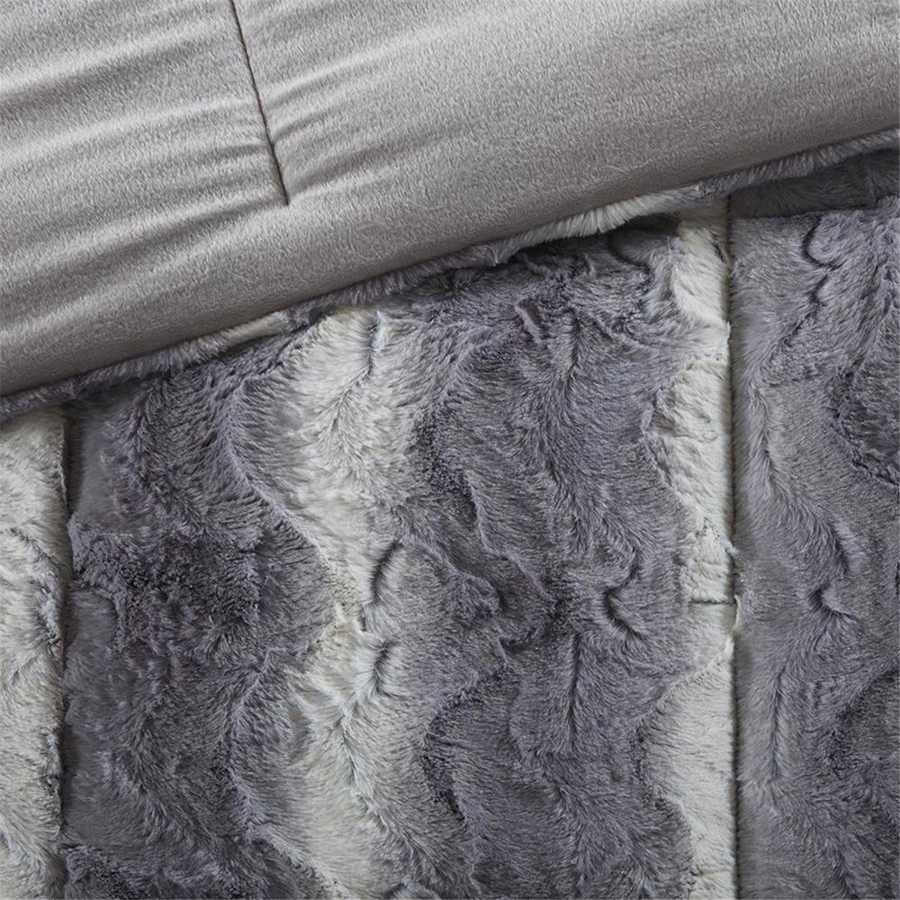 Grey Faux Fur Comforter Set, Belen Kox. Picture 2