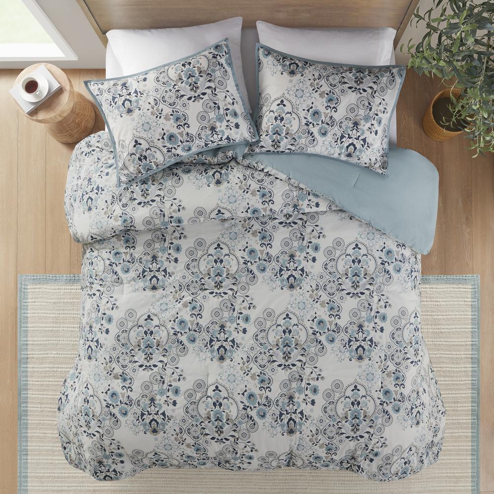 3 Piece Floral Printed Cotton Comforter Set. Picture 2