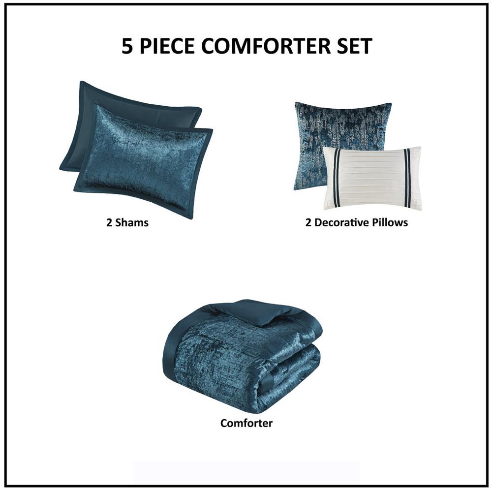 5 Piece Crinkle Velvet Comforter Set. Picture 5