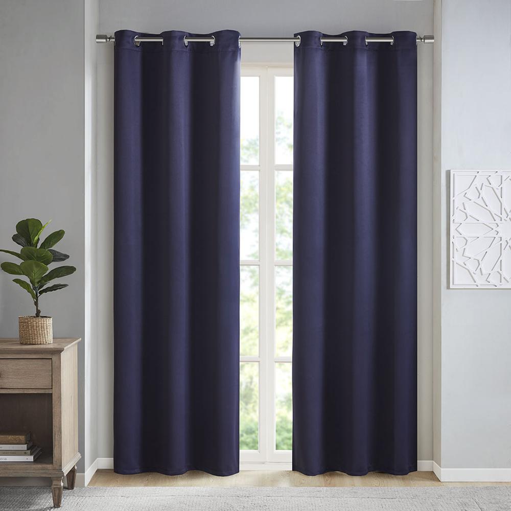 100% Polyester Solid Thermal Panel Pair- Navy. Picture 1