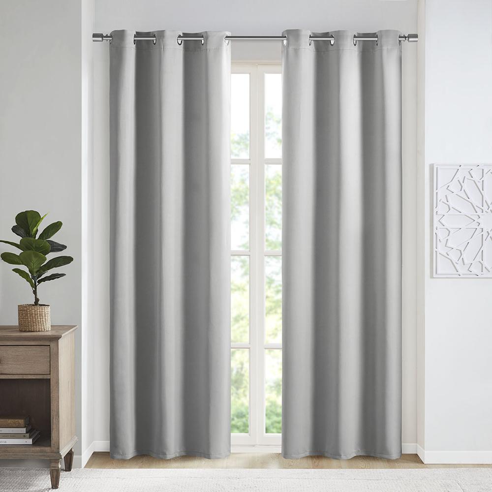 100% Polyester Solid Thermal Panel Pair, Gray. Picture 1